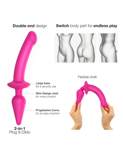 Анальна пробка з дилдо 2в1 Strap-On-Me SWITCH PLUG-IN DILDO Fuchsia L, діаметр 4,5/3,4 см - Фото №2