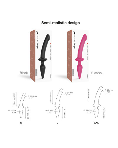 Анальна пробка з дилдо 2в1 Strap-On-Me SWITCH PLUG-IN DILDO Fuchsia L, діаметр 4,5/3,4 см - Фото №3
