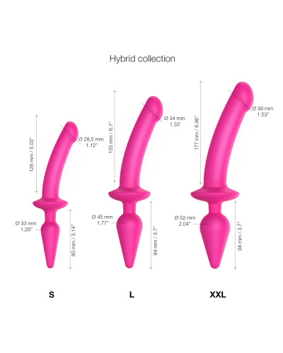 Анальна пробка з дилдо 2в1 Strap-On-Me SWITCH PLUG-IN DILDO Fuchsia L, діаметр 4,5/3,4 см - Фото №4