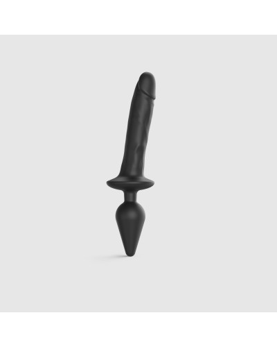 Анальная пробка с дилдо 2в1 Strap-On-Me SWITCH PLUG-IN REALISTIC DILDO Black XXL, диаметр 5,2/3,9 см - Фото №1