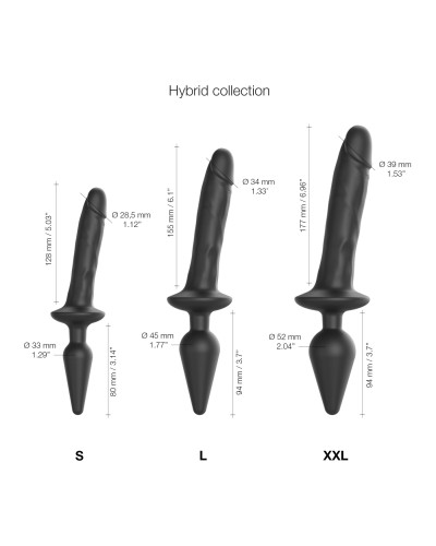 Анальная пробка с дилдо 2в1 Strap-On-Me SWITCH PLUG-IN REALISTIC DILDO Black XXL, диаметр 5,2/3,9 см - Фото №4