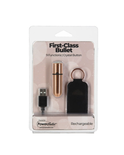 Віброкуля PowerBullet First-Class Bullet 2.5″ з Key Chain Pouch, Rose Gold, 9 режимів вібрації - Фото №8