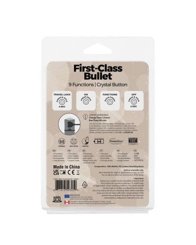 Вибропуля PowerBullet First-Class Bullet 2.5″ with Key Chain Pouch, Silver, 9 режимов вибрации - Фото №7