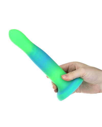 Фалоімітатор, що світиться в темряві, ADDICTION Rave 8″, Glow in the Dark Dildo Blue Green, 20,3 см - Фото №5