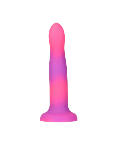 Светящийся в темноте фаллоимитатор ADDICTION Rave 8″ Glow in the Dark Dildo Pink Purple, 20,3 см - Фото №3