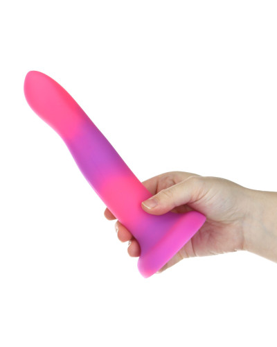 Светящийся в темноте фаллоимитатор ADDICTION Rave 8″ Glow in the Dark Dildo Pink Purple, 20,3 см - Фото №5
