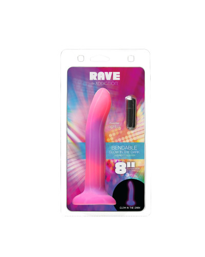 Светящийся в темноте фаллоимитатор ADDICTION Rave 8″ Glow in the Dark Dildo Pink Purple, 20,3 см - Фото №8