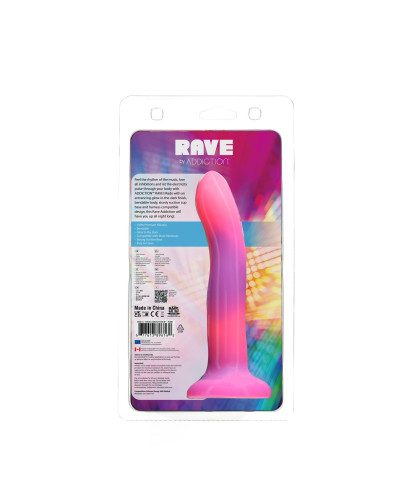 Светящийся в темноте фаллоимитатор ADDICTION Rave 8″ Glow in the Dark Dildo Pink Purple, 20,3 см - Фото №9