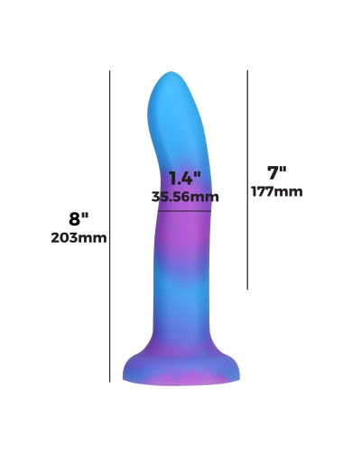 Фалоімітатор, що світиться в темряві, ADDICTION Rave 8″ Glow in the Dark Dildo Blue Purple, 20,3 см - Фото №4