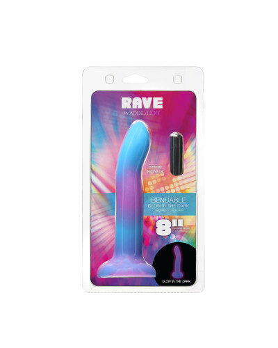 Фалоімітатор, що світиться в темряві, ADDICTION Rave 8″ Glow in the Dark Dildo Blue Purple, 20,3 см - Фото №8