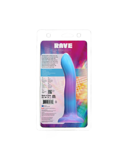 Фалоімітатор, що світиться в темряві, ADDICTION Rave 8″ Glow in the Dark Dildo Blue Purple, 20,3 см - Фото №9