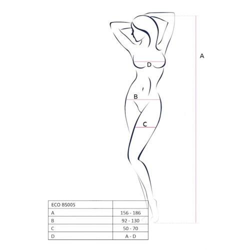 Бодистокинг Passion ECO BS005 black, плотный, открытый доступ, имитация подвязок