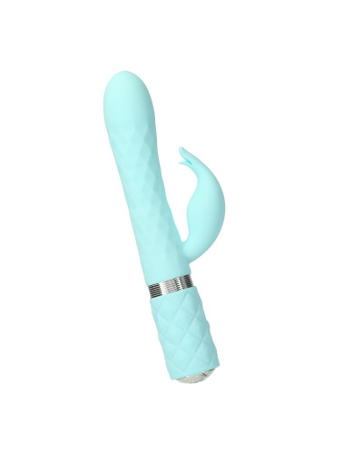 Роскошный кролик с ротацией и вибрацией Pillow Talk Lively, Teal, кристалл Сваровски, тройной отрост - Фото №1