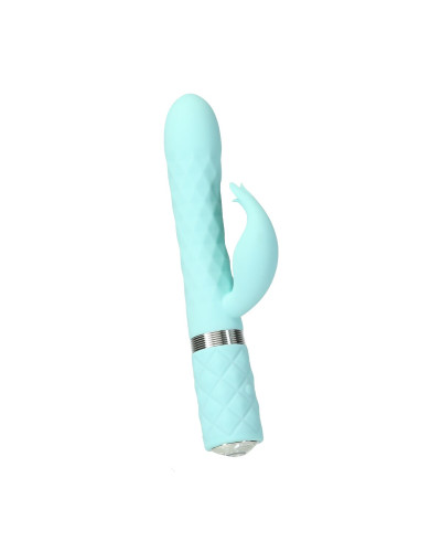 Роскошный кролик с ротацией и вибрацией Pillow Talk Lively, Teal, кристалл Сваровски, тройной отрост - Фото №2