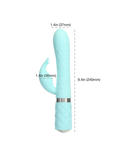 Роскошный кролик с ротацией и вибрацией Pillow Talk Lively, Teal, кристалл Сваровски, тройной отрост - Фото №4