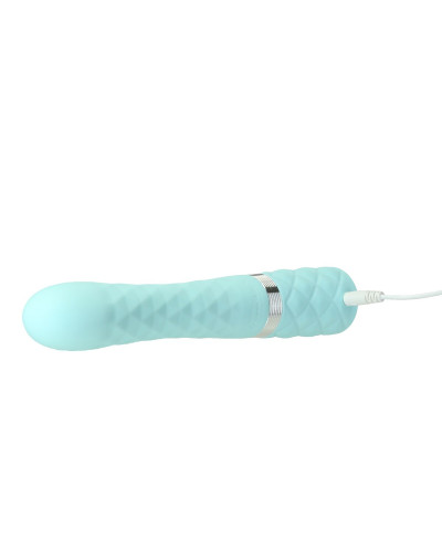 Роскошный кролик с ротацией и вибрацией Pillow Talk Lively, Teal, кристалл Сваровски, тройной отрост - Фото №5
