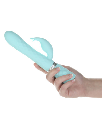 Роскошный кролик с ротацией и вибрацией Pillow Talk Lively, Teal, кристалл Сваровски, тройной отрост - Фото №8