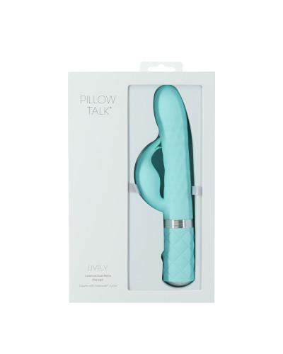 Роскошный кролик с ротацией и вибрацией Pillow Talk Lively, Teal, кристалл Сваровски, тройной отрост - Фото №9