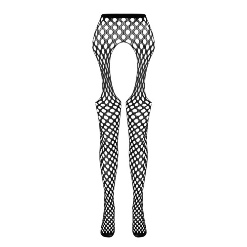 Еротичні колготки-бодістокінг Passion ECO S003 white, з доступом, імітація підв’язок