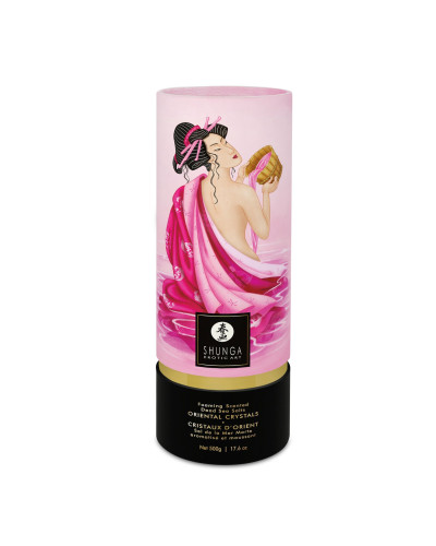 Пінлива сіль для ванни Shunga Dead Sea salt Oriental Crystals — Rose Petal (500 г), сіль Мертвого мо - Фото №1