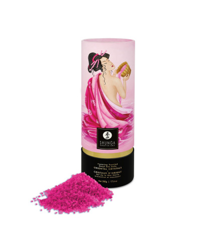 Пінлива сіль для ванни Shunga Dead Sea salt Oriental Crystals — Rose Petal (500 г), сіль Мертвого мо - Фото №5