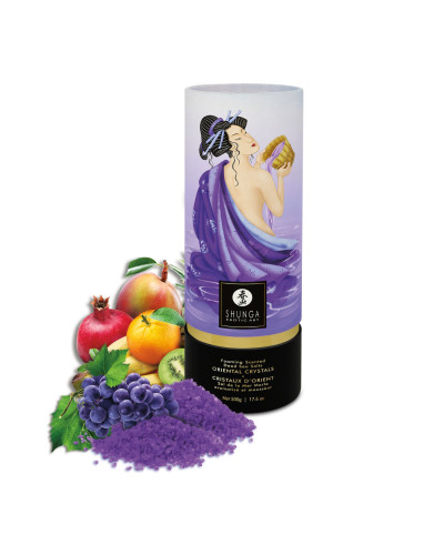 Пінлива сіль для ванни Shunga Dead Sea salt Oriental Crystals — Exotic Fruits (500 г), сіль Мертвого - Фото №5