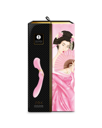 Вібромасажер Shunga Zoa Light Pink, двосторонній - Фото №10