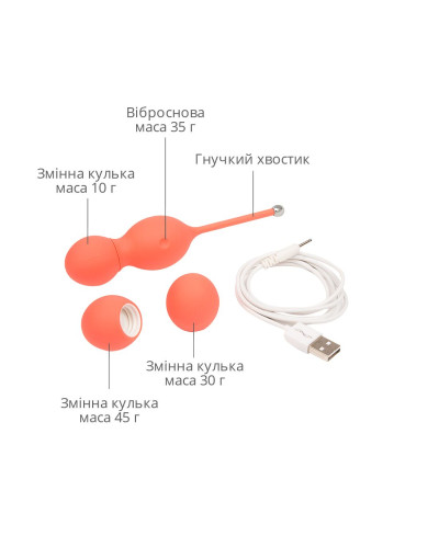 Смарт вагинальные шарики с вибрацией We-Vibe Bloom, диаметр 3,3 см, масса 45, 65, 80 г - Фото №5