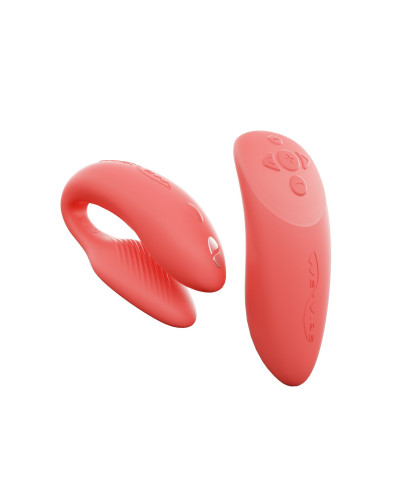 Смарт-вибратор для пар We-Vibe Chorus Crave Coral, сенсорное управление вибрациями сжатием пульта - Фото №2