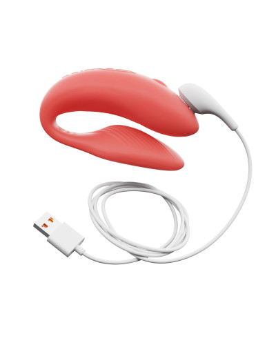 Смарт-вибратор для пар We-Vibe Chorus Crave Coral, сенсорное управление вибрациями сжатием пульта - Фото №5