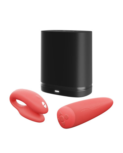 Смарт-вибратор для пар We-Vibe Chorus Crave Coral, сенсорное управление вибрациями сжатием пульта - Фото №7