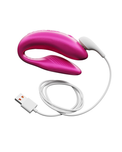 Смарт-вибратор для пар We-Vibe Chorus Cosmic Pink, сенсорное управление вибрациями сжатием пульта - Фото №4