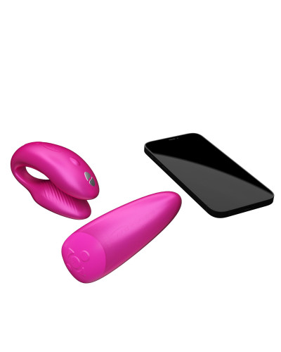 Смарт-вибратор для пар We-Vibe Chorus Cosmic Pink, сенсорное управление вибрациями сжатием пульта - Фото №5