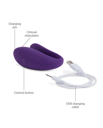 Недорогий вібратор для пар We-Vibe Unite Purple, однокнопковий пульт ДК - Фото №4