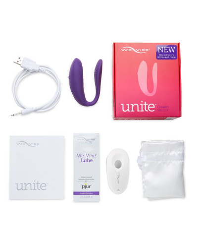 Недорогий вібратор для пар We-Vibe Unite Purple, однокнопковий пульт ДК - Фото №8