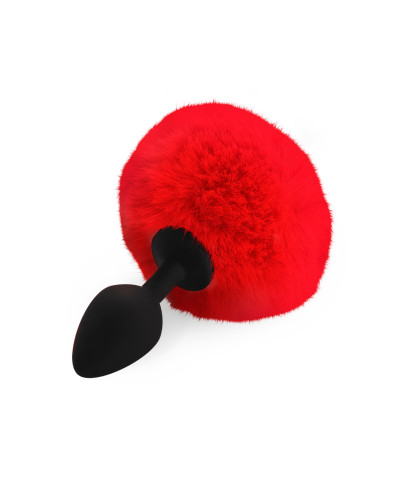 Силиконовая анальная пробка М Art of Sex - Silicone Bunny Tails Butt plug Red, диаметр 3,5 см - Фото №1