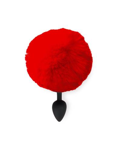 Силиконовая анальная пробка М Art of Sex - Silicone Bunny Tails Butt plug Red, диаметр 3,5 см - Фото №2