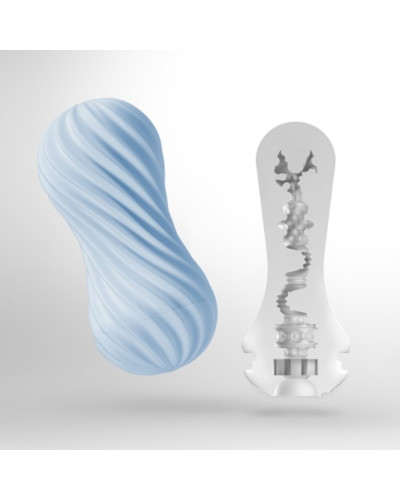 Мастурбатор Tenga FLEX Bubbly Blue зі змінною інтенсивністю, можна скручувати, вакуум - Фото №2