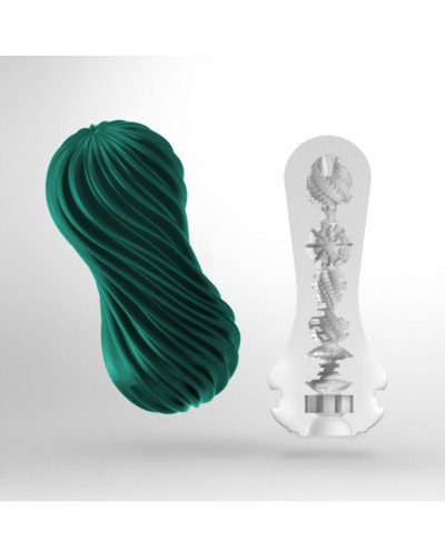 Мастурбатор Tenga FLEX Fizzy Green зі змінною інтенсивністю, можна скручувати, вакуум - Фото №2