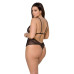 Боди Passion AMBERLY BODY 4XL/5XL black, ассиметричный крой, кружевной лиф, золотая нить - Фото №2