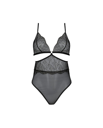 Боди Passion AMBERLY BODY 4XL/5XL black, ассиметричный крой, кружевной лиф, золотая нить - Фото №3
