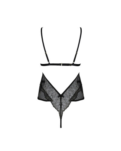 Боди Passion AMBERLY BODY 4XL/5XL black, ассиметричный крой, кружевной лиф, золотая нить - Фото №4