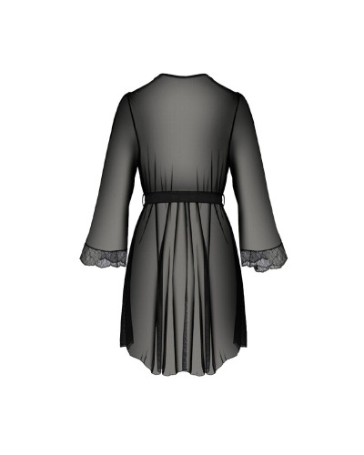 Пеньюар Passion AMBERLY PEIGNOIR 4XL/5XL, black, ажурные декольте и манжеты, широкие рукава - Фото №4