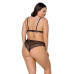 Комплект белья Passion AMBERLY SET 6XL/7XL black, лиф, трусики бразилиана, люрексовая нить - Фото №2