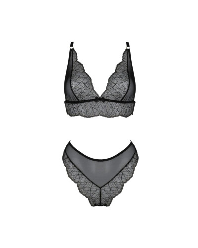 Комплект белья Passion AMBERLY SET 6XL/7XL black, лиф, трусики бразилиана, люрексовая нить - Фото №3