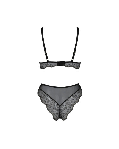 Комплект белья Passion AMBERLY SET 6XL/7XL black, лиф, трусики бразилиана, люрексовая нить - Фото №4