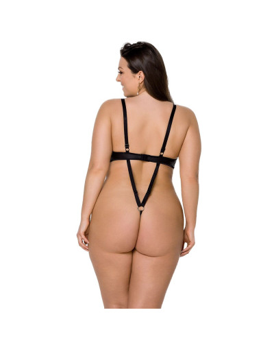 Боді з екошкіри Passion CELINE BODY 6XL/7XL black, з доступом, відкритий - Фото №2