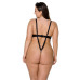 Боді з екошкіри Passion CELINE BODY 6XL/7XL black, з доступом, відкритий - Фото №2