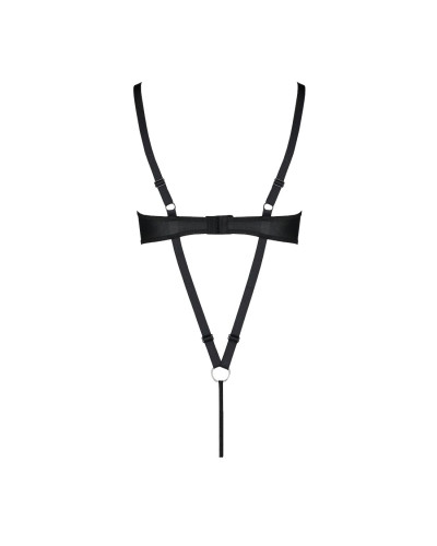 Боді з екошкіри Passion CELINE BODY 6XL/7XL black, з доступом, відкритий - Фото №4