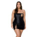 Мінісукня з екошкіри Passion CELINE CHEMISE 6XL/7XL, black, шнурівка, трусики в комплекті - Фото №1